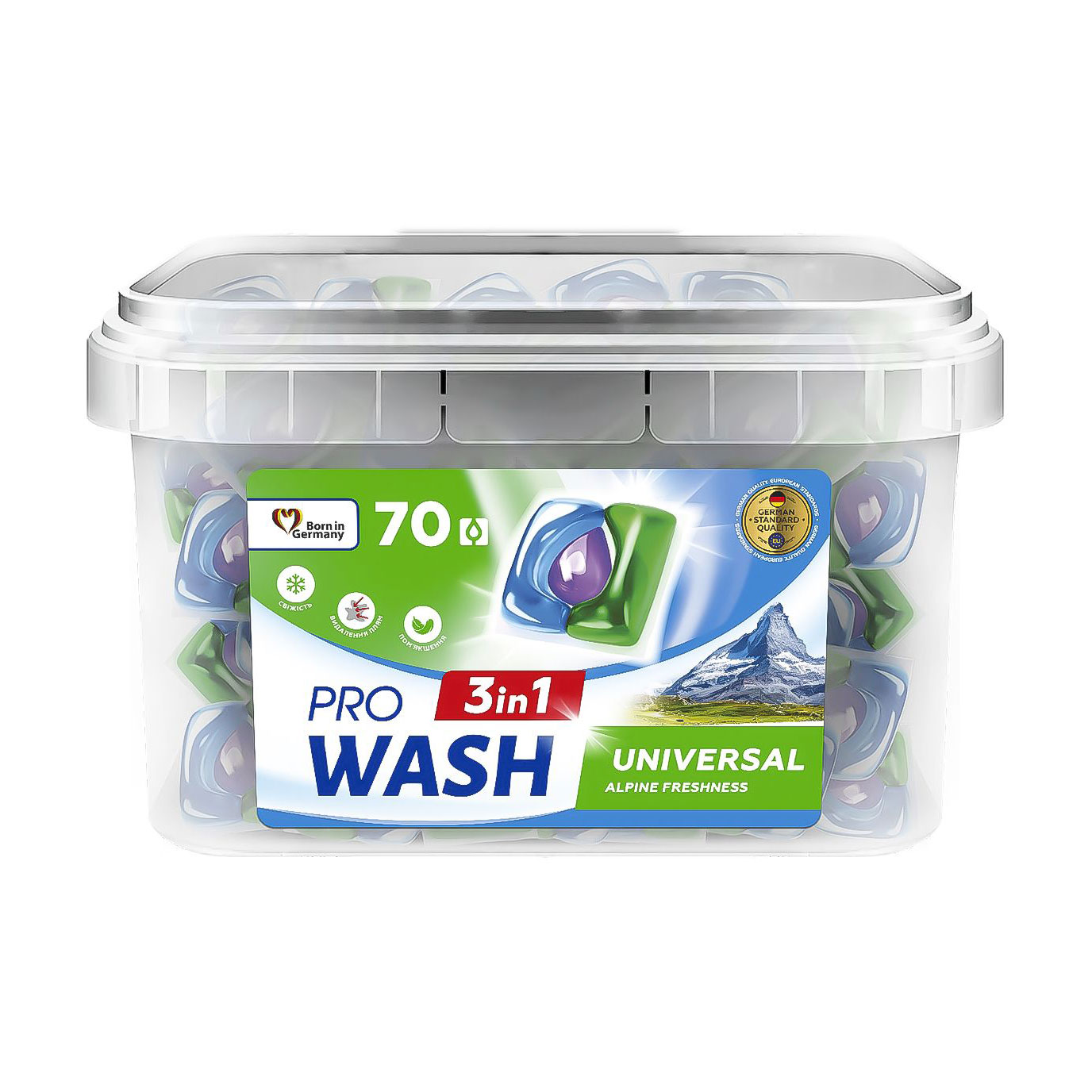 Капсули для прання 3 в 1 ProWash Color Гірська свіжість, 70 циклів прання, 70 шт