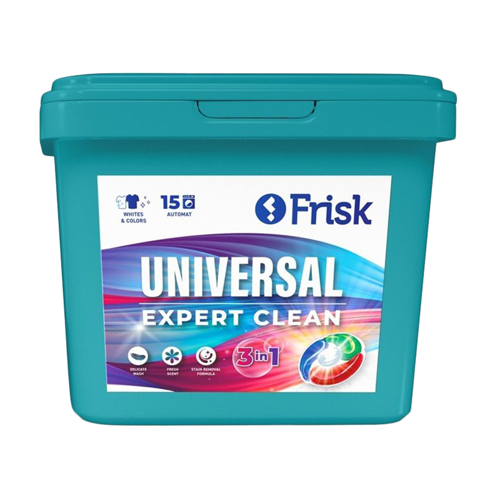 Капсули для прання Frisk Expert Clean Universal 15 циклів прання, 15 шт